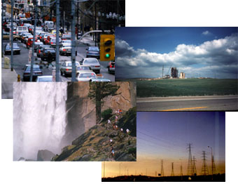 Images associated with air quality (traffic, energy, natural environments, sky)