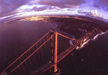 Aerial shot of Golden Gate Bridge