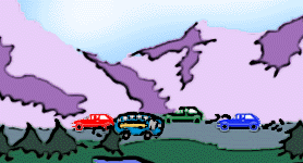 Cartoon of cars in the park