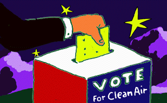 Cartoon of voting for clean air
